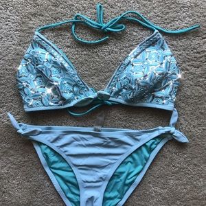 VS BABY BLUE BIKINI WITH EMBELLISHED TOP 👙